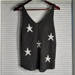 Knit star tank grey and white C-6